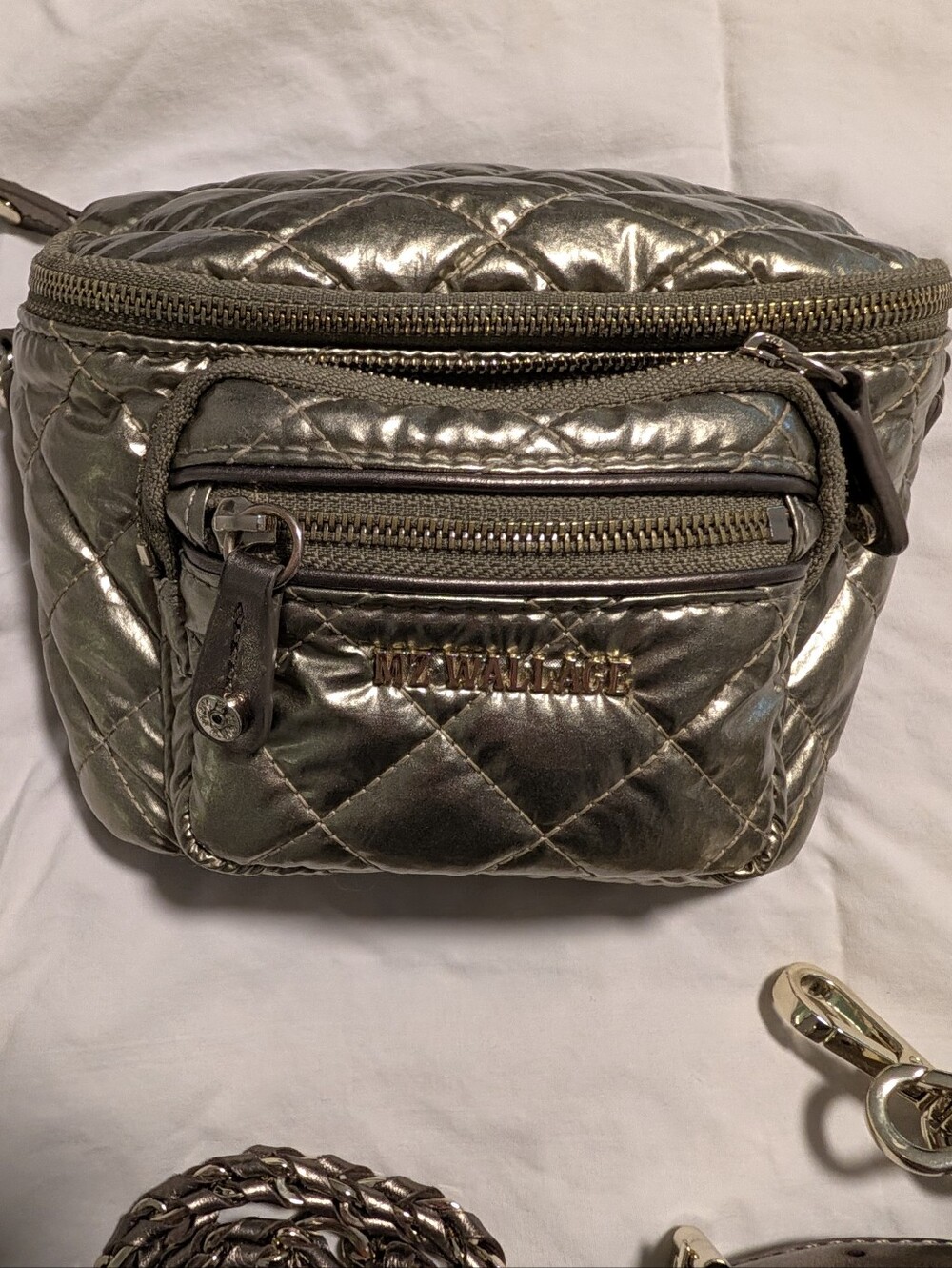 MZ Wallace Antique gold Micro Crosby Crossbody Sling